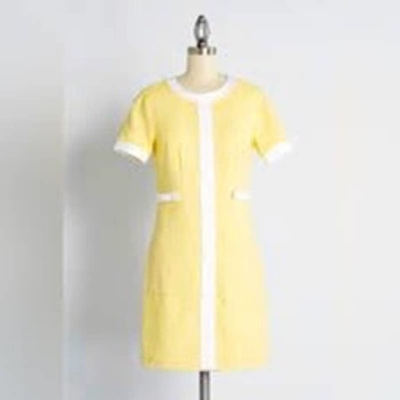 Modcloth Dresses & Skirts - ModCloth Retro Height of the Heyday Yellow Sheath Dress Sz 14 1960s 60s